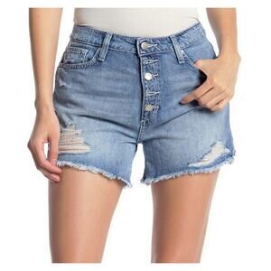 NWT Joe's Jeans High Rise Button Fly Distressed Denim Shorts Size 23